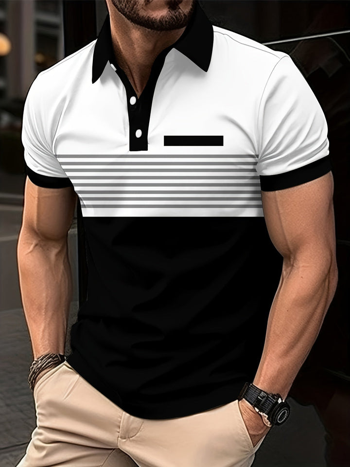 Men's slim-fit polo shirt with striped design