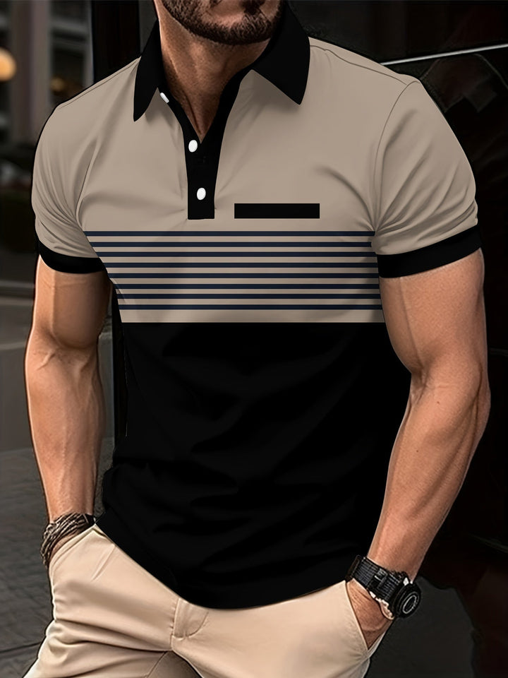 Men's slim-fit polo shirt with striped design