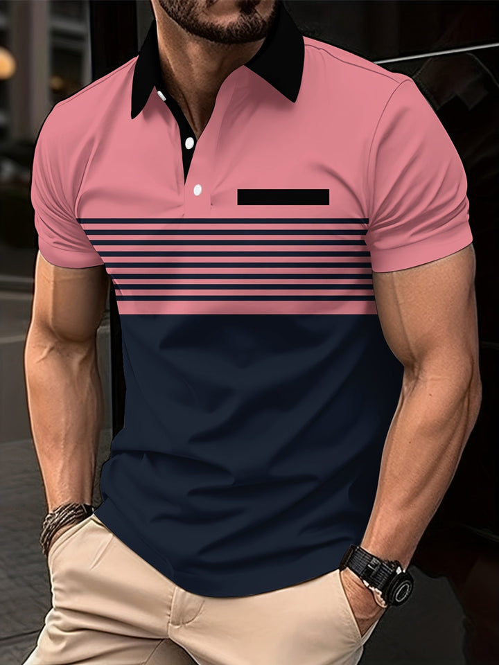 Men's slim-fit polo shirt with striped design