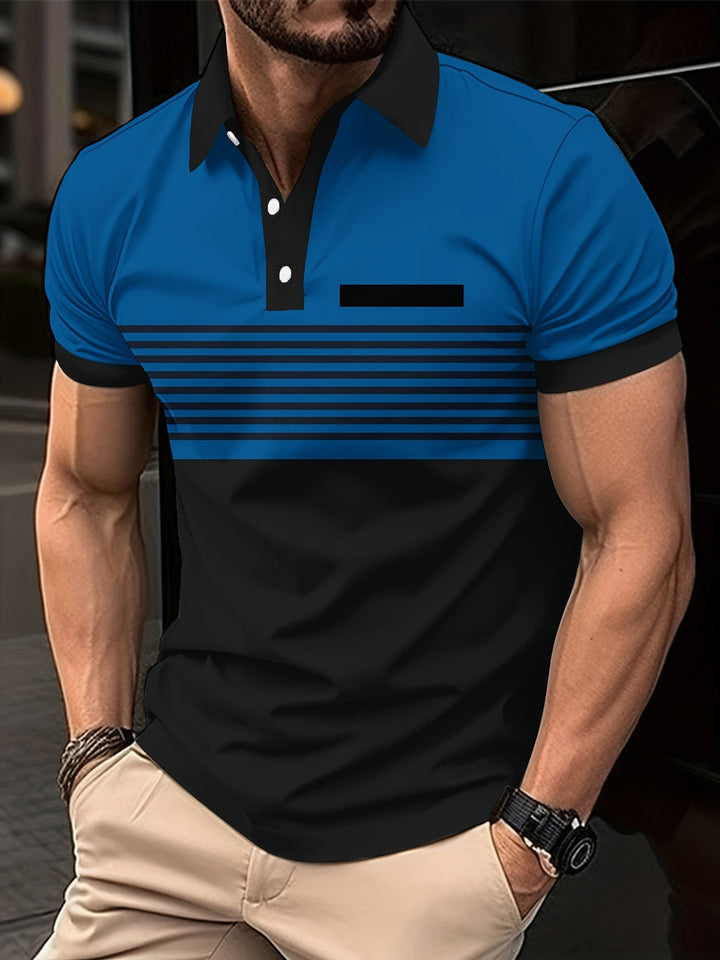 Men's slim-fit polo shirt with striped design
